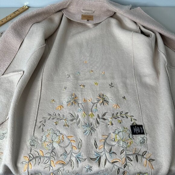 Driftwood Innsbruck Embroidered Coat Size XS Beige Wool Blend Boho Hippie Fall - Picture 9 of 11
